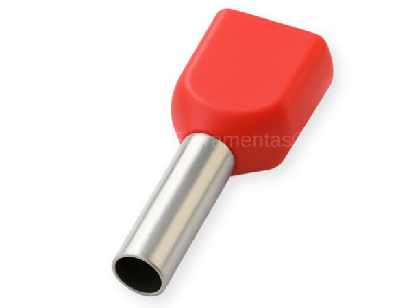 TE1008I - Terminal Ilhós tubolar duplo Vermelho 2x 1mm²