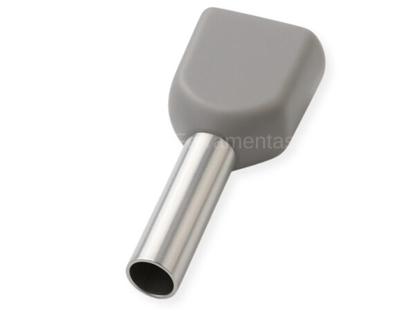 TE7508I - Terminal Ilhós tubolar duplo cinza 2x 0,75mm²