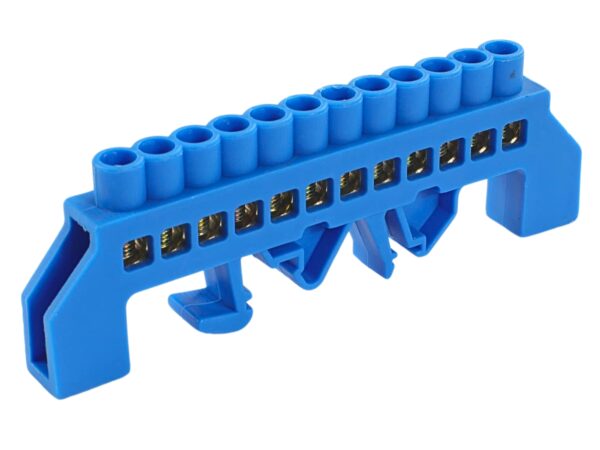 Barramento neutro 12 vias Azul encapsulado para painéis